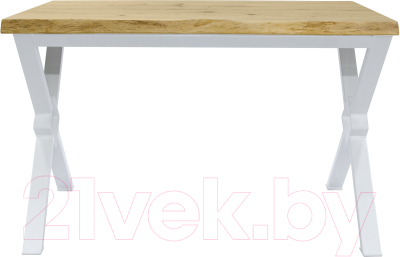 Обеденный стол Buro7 Икс-ромб с обзолом и сучками 150x80x76 (дуб натуральный/белый)