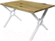 Обеденный стол Buro7 Икс-ромб с обзолом и сучками 150x80x76 (дуб натуральный/белый) - 