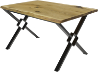 Обеденный стол Buro7 Икс-ромб с обзолом и сучками 150x80x76 (дуб натуральный/черный) - 