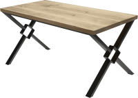 Обеденный стол Buro7 Икс-ромб Классика 180x80x76 (дуб беленый/черный) - 