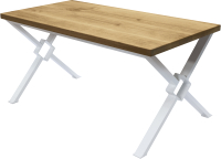 Обеденный стол Buro7 Икс-ромб Классика 180x80x76 (дуб натуральный/белый) - 