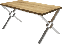 Обеденный стол Buro7 Икс-ромб Классика 180x80x76 (дуб натуральный/серебристый) - 