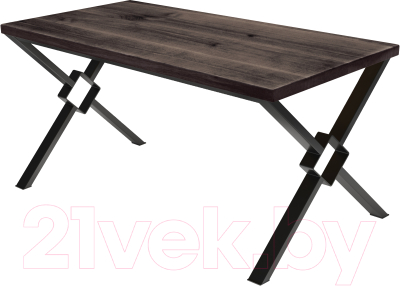 Обеденный стол Buro7 Икс-ромб Классика 180x80x76 (дуб мореный/черный)