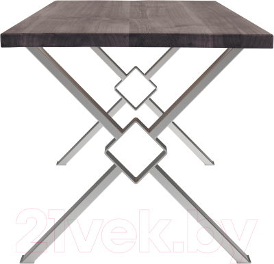 Обеденный стол Buro7 Икс-ромб Классика 180x80x76 (дуб мореный/серебристый)