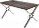 Обеденный стол Buro7 Икс-ромб Классика 180x80x76 (дуб мореный/серебристый) - 