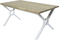 Обеденный стол Buro7 Икс-ромб с обзолом 180x80x76 (дуб беленый/белый) - 