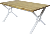 Обеденный стол Buro7 Икс-ромб с обзолом 180x80x76 (дуб натуральный/белый) - 
