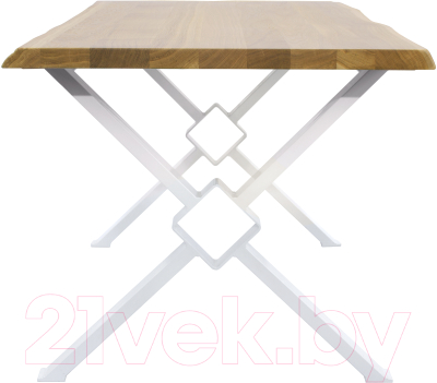 Обеденный стол Buro7 Икс-ромб с обзолом 180x80x76 (дуб натуральный/белый)
