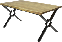 Обеденный стол Buro7 Икс-ромб с обзолом 180x80x76 (дуб натуральный/черный) - 