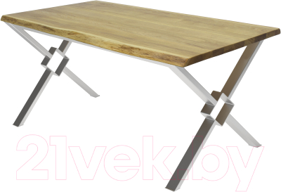 Обеденный стол Buro7 Икс-ромб с обзолом 180x80x76 (дуб натуральный/серебристый)