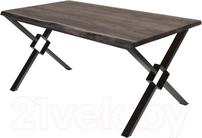 Обеденный стол Buro7 Икс-ромб с обзолом 180x80x76 (дуб мореный/черный)