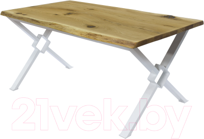Обеденный стол Buro7 Икс-ромб с обзолом и сучками 180x80x76 (дуб натуральный/белый)