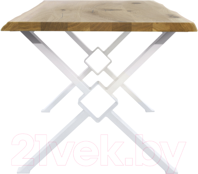 Обеденный стол Buro7 Икс-ромб с обзолом и сучками 180x80x76 (дуб натуральный/белый)