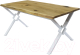 Обеденный стол Buro7 Икс-ромб с обзолом и сучками 180x80x76 (дуб натуральный/белый) - 