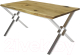 Обеденный стол Buro7 Икс-ромб с обзолом и сучками 180x80x76 (дуб натуральный/серебристый) - 