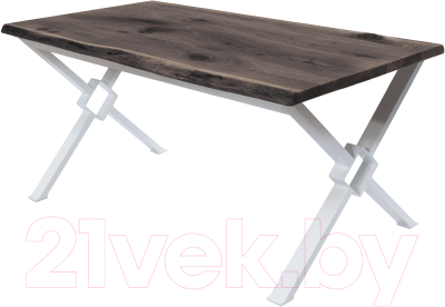 Обеденный стол Buro7 Икс-ромб С обзолом и сучками 180x80x76 (дуб мореный/белый)