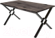 Обеденный стол Buro7 Икс-ромб с обзолом и сучками 180x80x76 (дуб мореный/черный) - 