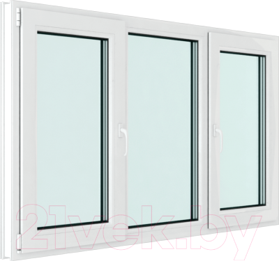 Окно ПВХ Rehau Roto Поворотно-откидное 2 створки по краям 3 стекла (1000x1700x70)