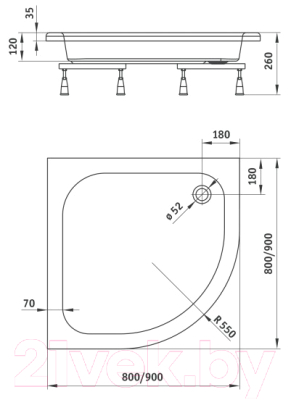 Душевой уголок Deante KYP 653K + KTU 031B + KTU 031O