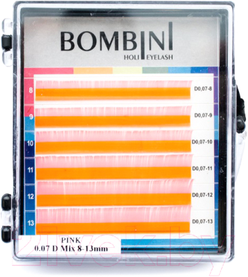 Ресницы для наращивания Bombini Holi C-0.07-mix (6 линий, розовый)