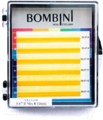 Ресницы для наращивания Bombini Holi D-0.07-mix  (6 линий, желтый)