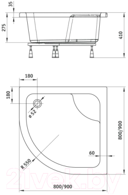 Душевой уголок Deante KYP 453K + KTD 041B + KTD 041O