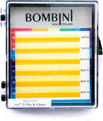 Ресницы для наращивания Bombini Holi C-0.07-mix (6 линий, желтый)