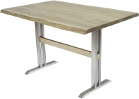 Обеденный стол Buro7 Двутавр с обзолом 110x80x76 (дуб беленый/серебристый) - 
