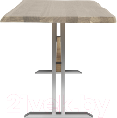 Обеденный стол Buro7 Двутавр с обзолом 110x80x76 (дуб беленый/серебристый)