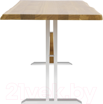 Обеденный стол Buro7 Двутавр с обзолом 110x80x76 (дуб натуральный/белый)