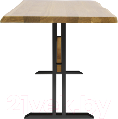 Обеденный стол Buro7 Двутавр с обзолом 110x80x76 (дуб натуральный/черный)