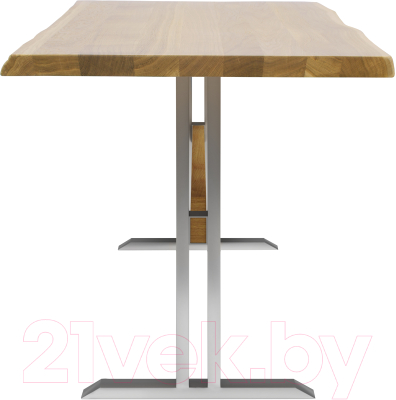 Обеденный стол Buro7 Двутавр с обзолом 110x80x76 (дуб натуральный/серебристый)