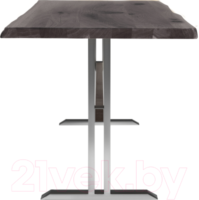 Обеденный стол Buro7 Двутавр с обзолом 110x80x76 (дуб мореный/серебристый)