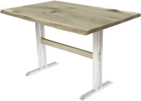 Обеденный стол Buro7 Двутавр с обзолом и сучками 110x80x76 (дуб беленый/белый) - 