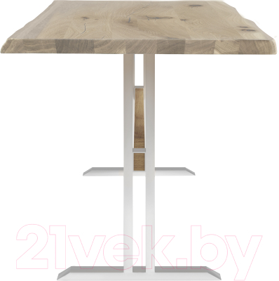 Обеденный стол Buro7 Двутавр с обзолом и сучками 110x80x76 (дуб беленый/белый)