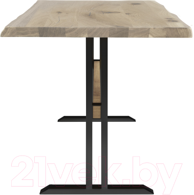 Обеденный стол Buro7 Двутавр с обзолом и сучками 110x80x76 (дуб беленый/черный)
