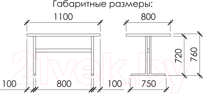 Обеденный стол Buro7 Двутавр с обзолом и сучками 110x80x76 (дуб мореный/серебристый)