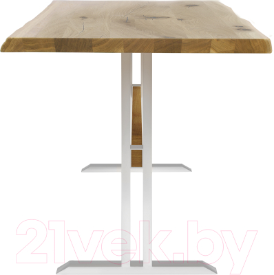 Обеденный стол Buro7 Двутавр с обзолом и сучками 110x80x76 (дуб натуральный/белый)