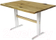Обеденный стол Buro7 Двутавр с обзолом и сучками 110x80x76 (дуб натуральный/белый) - 