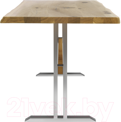 Обеденный стол Buro7 Двутавр с обзолом и сучками 110x80x76 (дуб натуральный/серебристый)