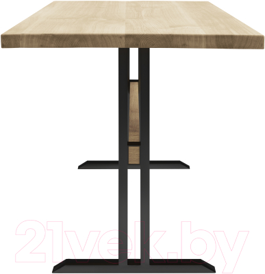 Обеденный стол Buro7 Двутавр Классика 120x80x76 (дуб беленый/черный)
