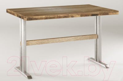 Обеденный стол Buro7 Двутавр Классика 120x80x76 (дуб натуральный/серебристый)