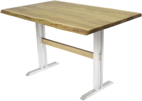 Обеденный стол Buro7 Двутавр с обзолом 120x80x76 (дуб натуральный/белый) - 