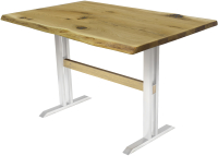 Обеденный стол Buro7 Двутавр с обзолом и сучками 120x80x76 (дуб натуральный/белый) - 