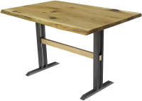 Обеденный стол Buro7 Двутавр с обзолом и сучками 120x80x76 (дуб натуральный/черный) - 