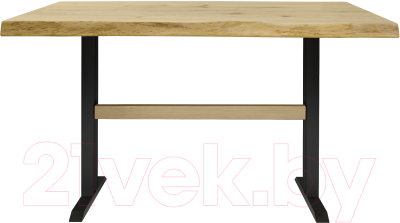 Обеденный стол Buro7 Двутавр с обзолом и сучками 120x80x76 (дуб натуральный/черный)