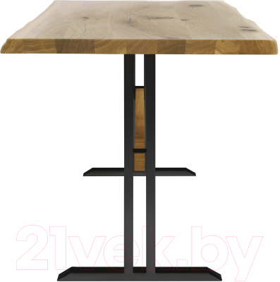 Обеденный стол Buro7 Двутавр с обзолом и сучками 120x80x76 (дуб натуральный/черный)