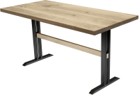 Обеденный стол Buro7 Двутавр Классика 150x80x76 (дуб беленый/черный) - 