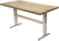 Обеденный стол Buro7 Двутавр Классика 150x80x76 (дуб беленый/серебристый) - 