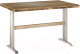 Обеденный стол Buro7 Двутавр Классика 150x80x76 (дуб натуральный/серебристый) - 